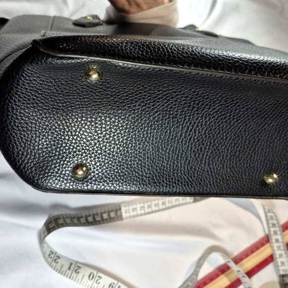 Anne Klein Black Faux Leather Lion Logo Tassel Tote Bag - Picture 14 of 16